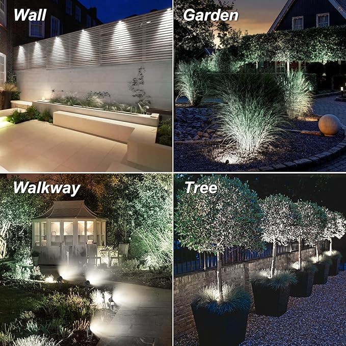 Solar Spot Lights Outdoor, Solar Landscape Spotlights IP65 Waterproof 9.8ft Cable, Dusk to Dawn Solar Uplights for Tree Garden Yard Driveway Porch Walkway Pool (6-in-1, 6000K Cold White)