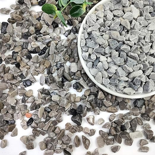 10lbs Grey Pebbles for Landscaping, 3/8inch Small Rocks for Succulent Cactus Plants, Natural Polished Pebbles, River Rocks for Plants, Vases, Garden