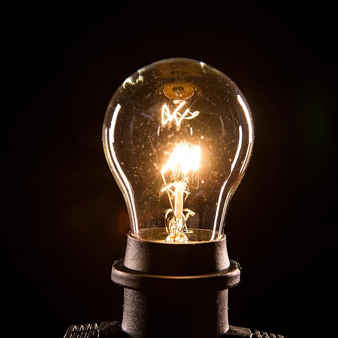 Hometown Evolution, Inc. E26 Commercial String Lights with 16 Gauge Wire (50 Foot 25 Socket, A15 15 Watt Clear Bulbs)