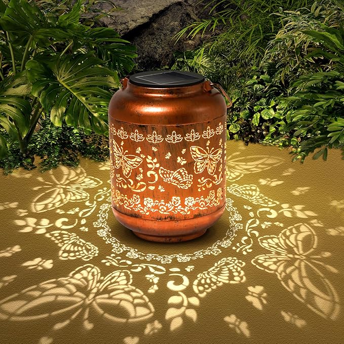 Butterfly Solar Lanterns Outdoor Hanging Waterproof Butterfly Garden Decor Christmas Gifts for Women Mom Grandma Metal Solar Lights Decoration Outside for Yard, Patio,Pathway Landscape