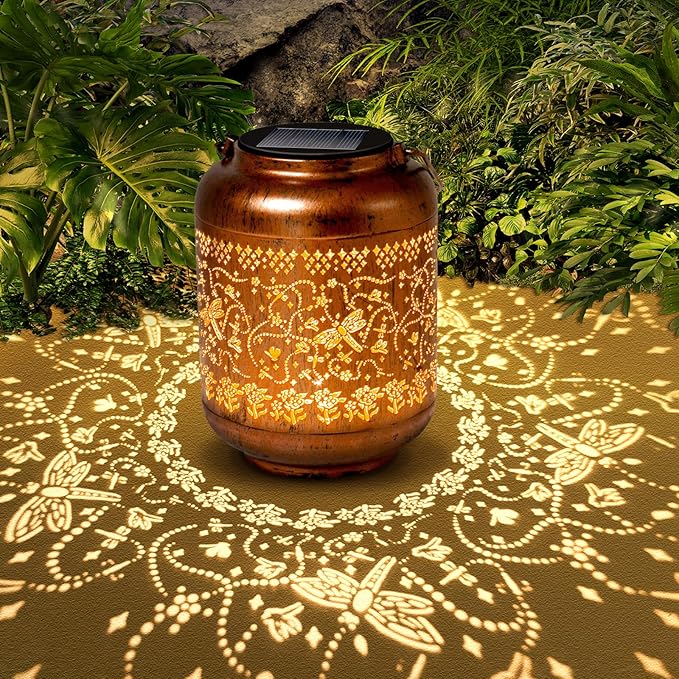 Dragonfly Solar Lanterns Outdoor Hanging Waterproof Dragonfly Garden Decor Christmas Gifts for Women Mom Grandma Metal Solar Lights Decoration Outside for Yard, Patio,Pathway Landscape