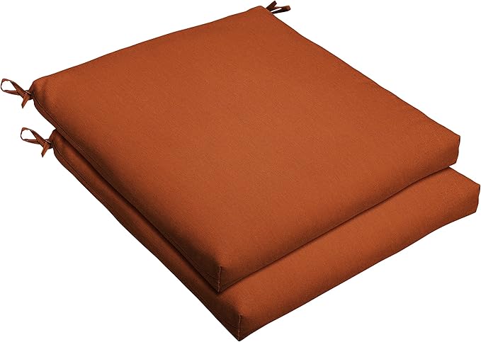 Sorra Home Sunbrella Bristol Square Chair Cushion (Set of 2) - Fade & Water Resistant, Outdoor & Indoor Patio Seat Cushion with Plush Foam - Canvas Rust (20" x 20" x 2.5")
