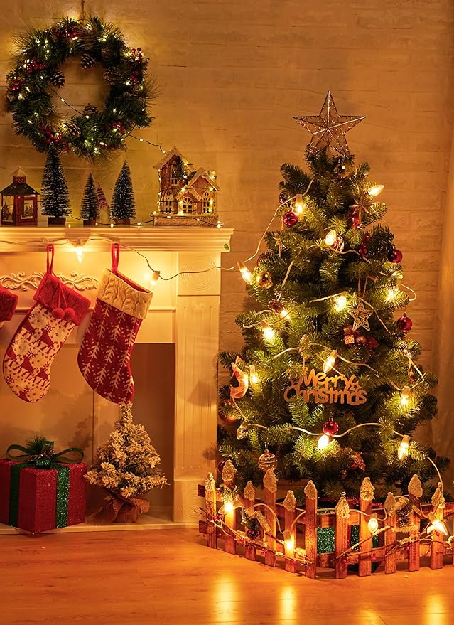 Vintage C9 LED Christmas Lights Outdoor, 50Ft C9 String with 50 Shatterproof Colorful Bulbs, Waterproof Connectable Christmas Tree Lights for Roofline Holiday Garden Party Xmas Decorations