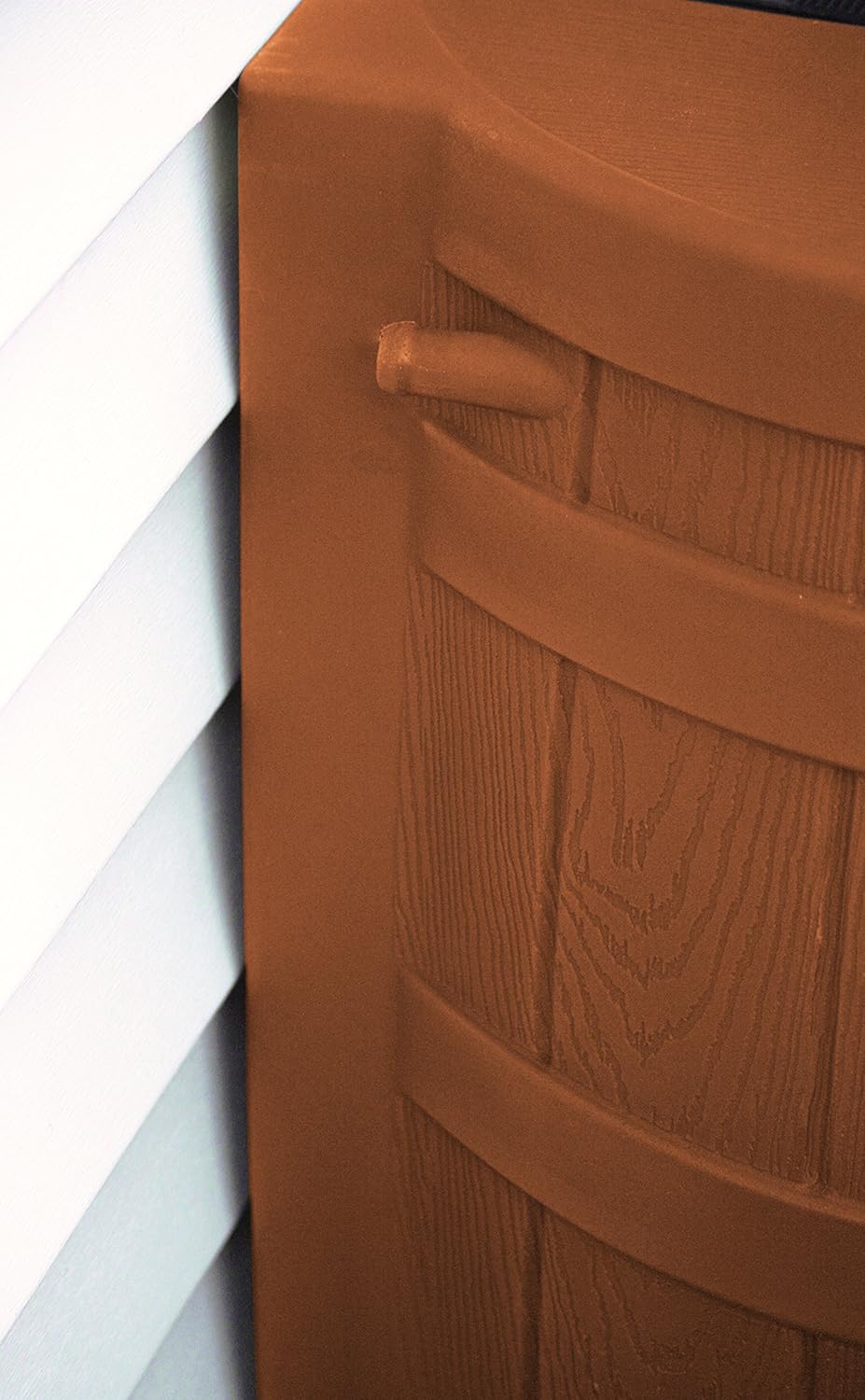 Good Ideas Rain Wizard 50 Gallon Plastic Rain Barrel for Outdoor Rainwater Collection and Storage Features a Metal Spigot and Flat Back Design, Terra Cotta