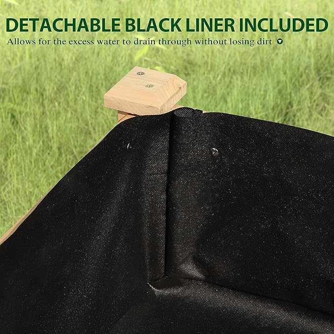 MUPATER 4x2FT Raised Garden Bed, Planter Box with Four Wheels and Legs for Herbs and Vegetables, Elevated Garden Bed with Drainage Holes for Outdoor Indoor, Natural Wood