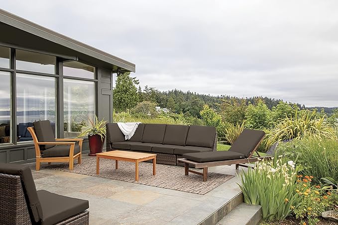 Classic Accessories Ravenna Water-Resistant 19 x 19 x 3 Inch Patio Seat Cushion, Espresso, Chair Seat Cushion