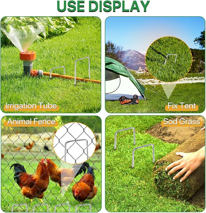 240 Pack Landscape Staples Garden Staples Yard Stakes 6 Inch 11 Gauge Anti-Rust Heavy-Duty Fence Stakes Metal Sod Pins for Weed Barrier Fabric Irrigation Tubing Hose