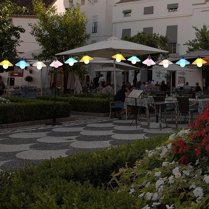 Outdoor LED String Lights 16.4 ft Waterproof Connectable Patio Lights with 10 Bulbs for Backyard Porch Garden Home Holiday Indoor Decoration (Multi-Colored)