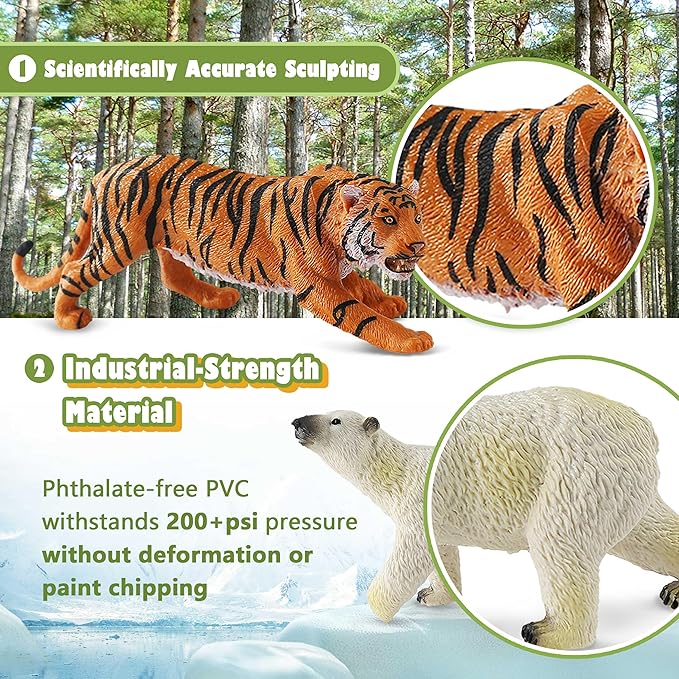 9 PCS Zoo Animal Toys for Kids 3-5 Realistic Plastic Wild Animal Figurine Toys Educational Learning Toy for Kids Boys Girls Toddlers
