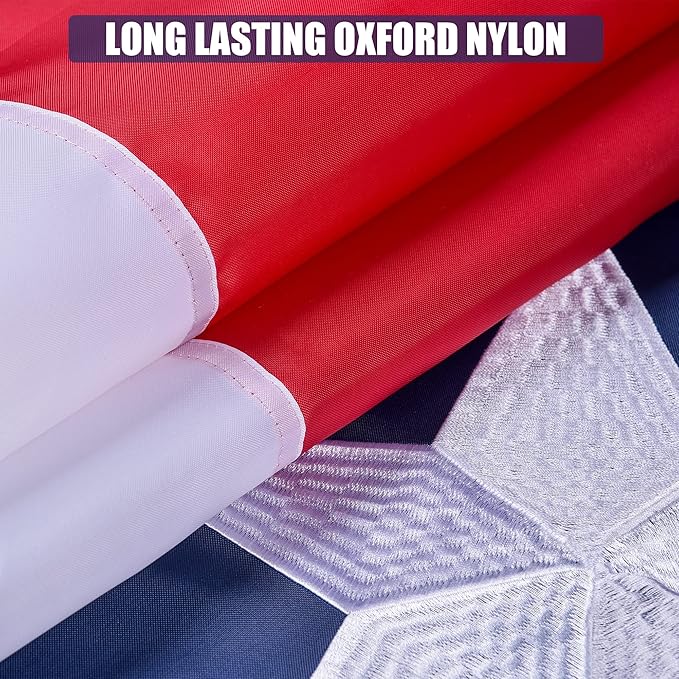 Texas State Flag 5x8 Ft, Deluxe Embroidered Heavy Duty Nylon Durable TX Outside Flags, Indoor/Outdoor, Sewn Stripes and Brass Grommets