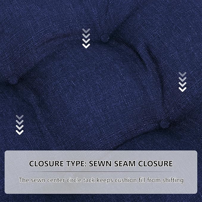 RACE LEAF 4 Pack 17x17 Patio Chair Cushions, Thickened Waterproof Cushions with Stain Resistant Cover and Non-Slip Ties (Navy)