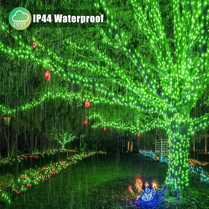 300 LED Green Lights Outdoor, 99ft Green String Lights for St Patricks Day Decor, Clear Wire 8 Modes Waterproof Plug in Green Christmas Lights with Timer Memory for Room Tree Party Decorations