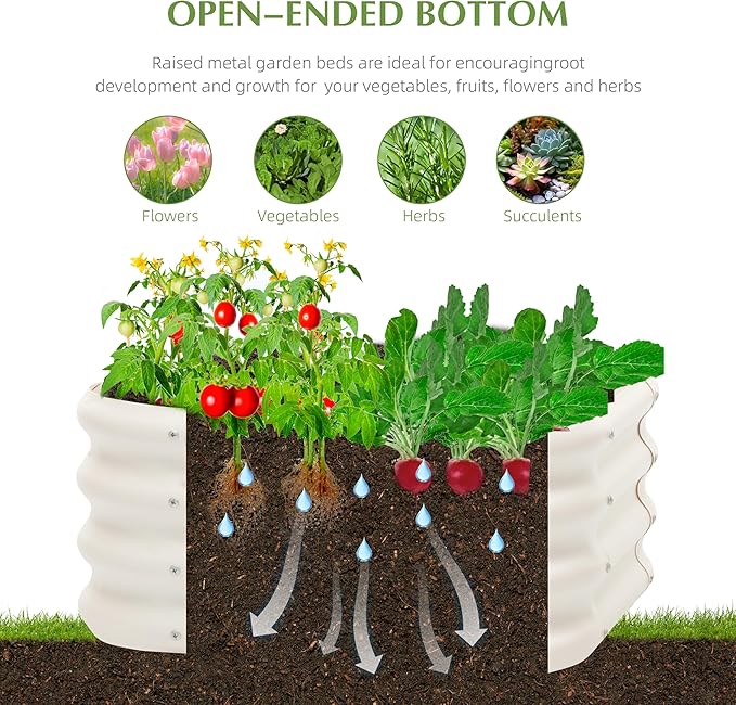 2-Pack 2x1ft Galvanized Raised Garden Bed, Outdoor Planter Bed, Metal Planter Box for Gardening and Planting