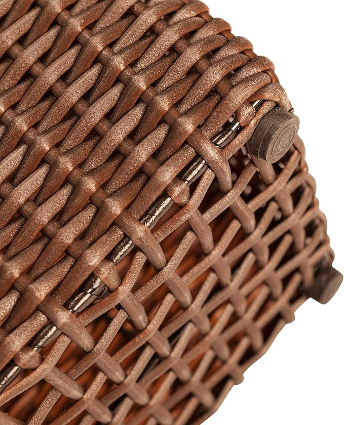 Patio Sense 62501 Alto Wicker All-Weather Planter Set with Liners Tall Plant Decor Box for Outdoors Patio Herb Garden Furnishings - Mocha - Pack of 2