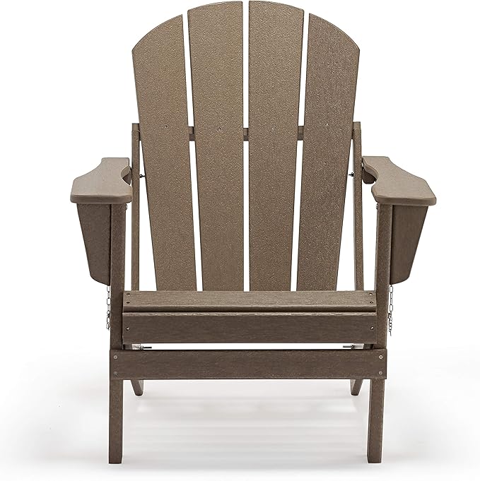 Westin Outdoors Laguna WO Home Outdoor Adirondack Folding Chair Lounger Seat Traditional Retro Home Furniture for Beach, Balcony, Backyard, Lawn, Patio, Pool, Deck, Garden (Weathered Wood)