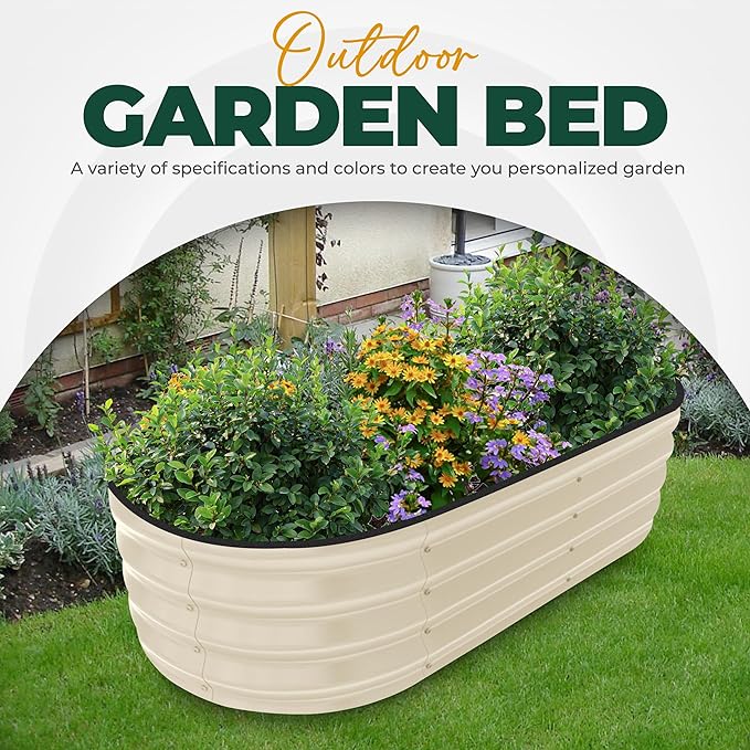 Utopia Home Galvanized Raised Garden Bed, 4 by 2 feet Lightweight Planter Boxes Outdoor with Easy Assembly, Large Garden Bed for Vegetables, Fruits, Flowers, Beige