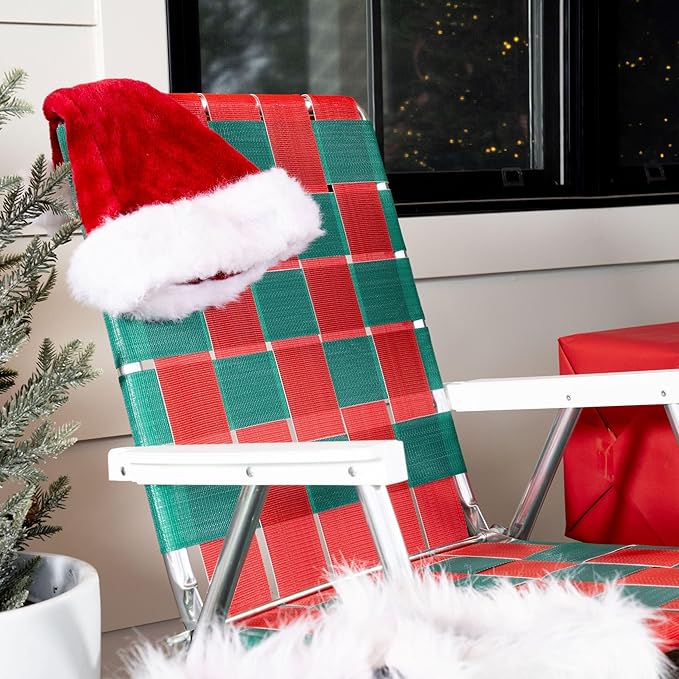 Lawn Chair USA Folding Aluminum Outdoor Patio Lawn Chair | Heavy-Duty Webbed Chairs for Camping, Sports, Beach, Yard & Tailgating | Lightweight Portable | Classic - Christmas Theme