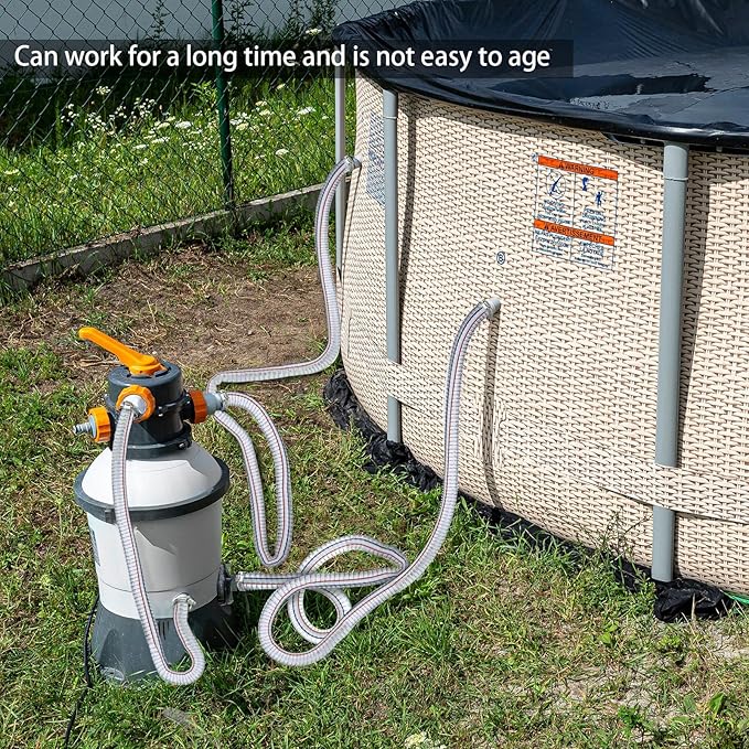 Frienda Heavy Duty Steel Wire Flexible Tubing with Fasteners PVC High Pressure Drain Hose Tube Pond Tubing Clear Wire Reinforced for Pond Bilge Pump Vacuum Suction Hose(3.3 Ft, 1 Inch Id)