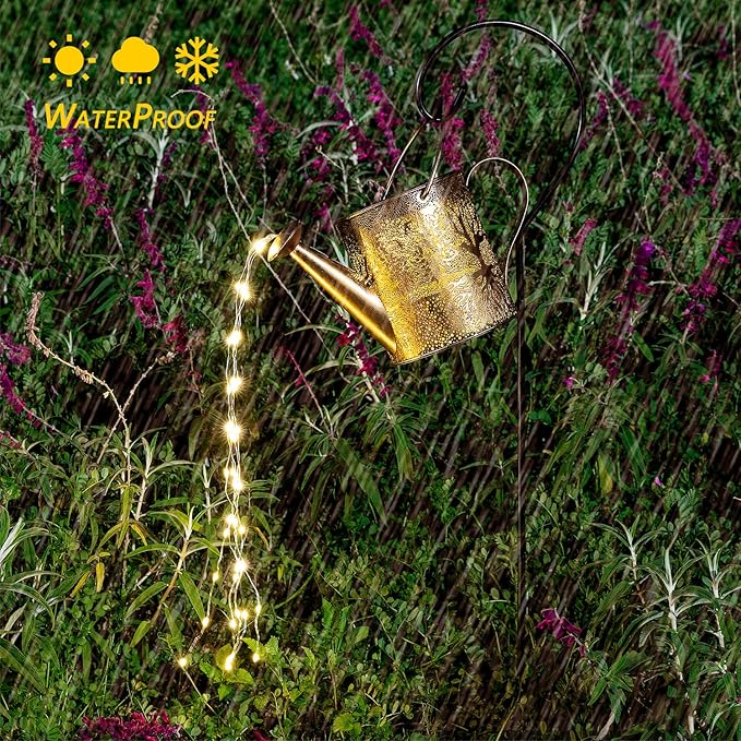 Solar Lights Outdoor Garden Decor, Large Waterproof Watering Can Landscape Lights Outside Decorations for Yard Front Porch Patio Backyard Gardening Gift for Mom Grandma Women Birthday
