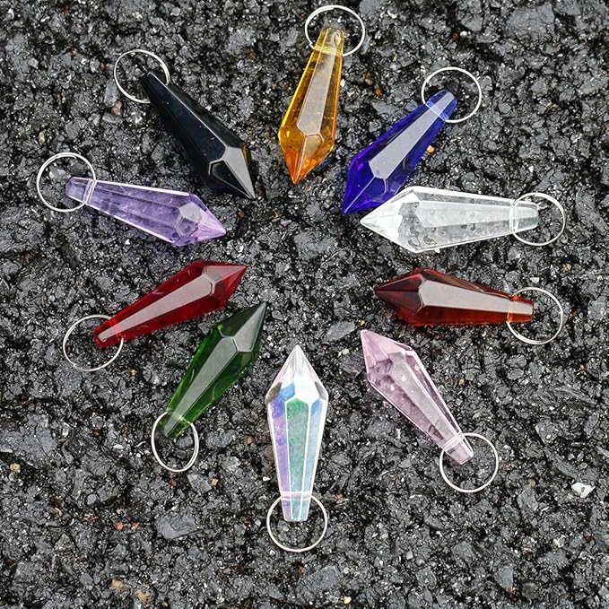 HDCRYSTALGIFTS 50pcs 38mm Crystal Icicle Pendant Chandelier Prisms Drops Lamp Candle Holders Curtain DIY Parts(Multi-Color)