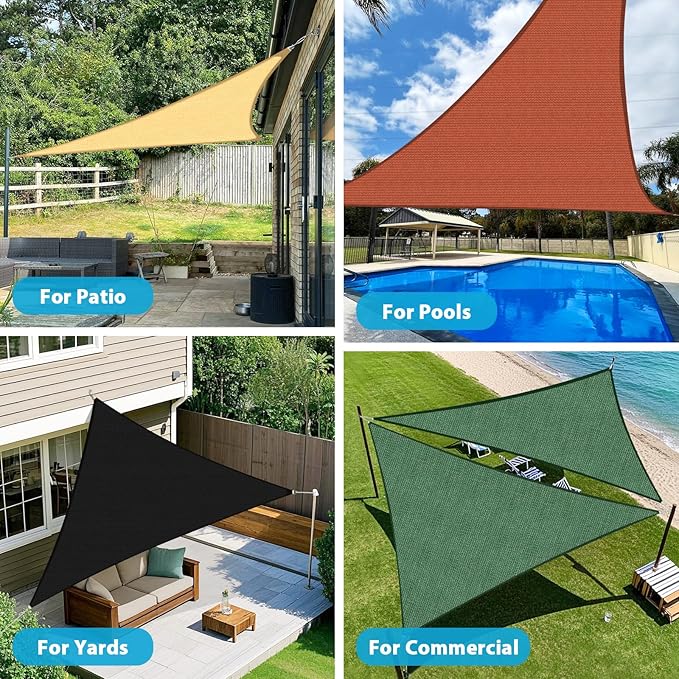 Amagenix Sun Shade Sail 18'X18'X18' Curved Edge Outdoor Shade Canopy Black Breathable 95% UV Block Shade Cloth for Patio Garden Backyard (We Make Custom Size)