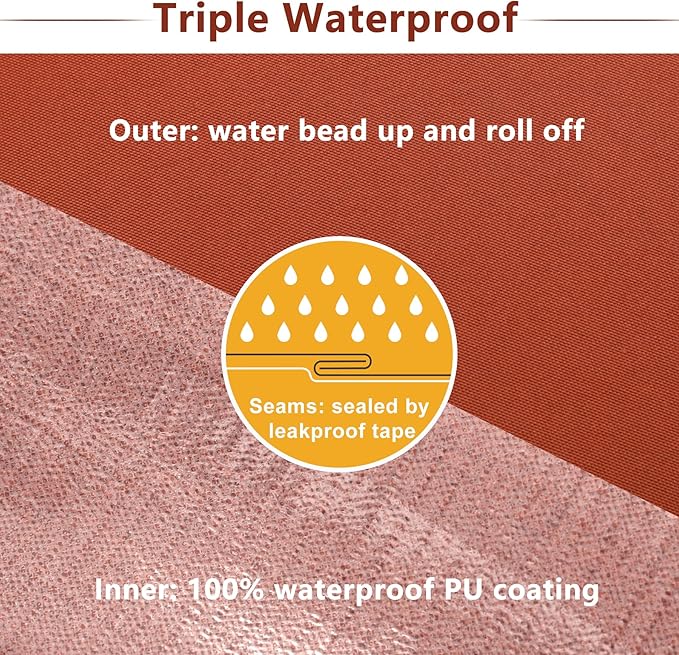 Favoyard Patio Chair Cushions 19 x 19 x 3 Inch Waterproof Outdoor Seat Cushions for Patio Furniture 3-Year Color Fastness Garden Sofa Couch Chair Pads with Handle & Adjustable Straps Set of 2, Spice