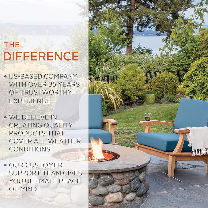 Classic Accessories Ravenna Water-Resistant 25 x 25 x 5 Inch Square Patio Seat Cushion Slip Cover & Foam, Dark Taupe, Lounge Chair Cushion