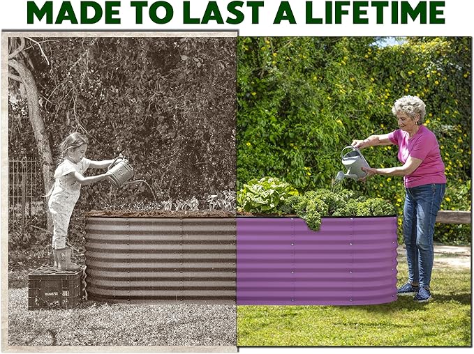 Galvanized Raised Garden Beds Outdoor // 8×2×2 ft Planter Raised Beds for Gardening, Vegetables, Flowers // Large Metal Garden Box (Purple) // Patented Tool-Free Design