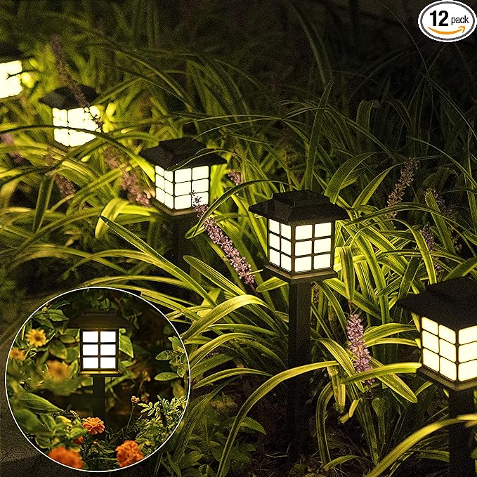 SOLPEX Solar Outdoor Lights,12 Pack Solar Path Lights, Solar Walkway Lights Outdoor, Solar Garden Lights, Solar Pathway Lights Outdoor Waterproof for Garden, Yard, Landscape and Driveway(Warm White)