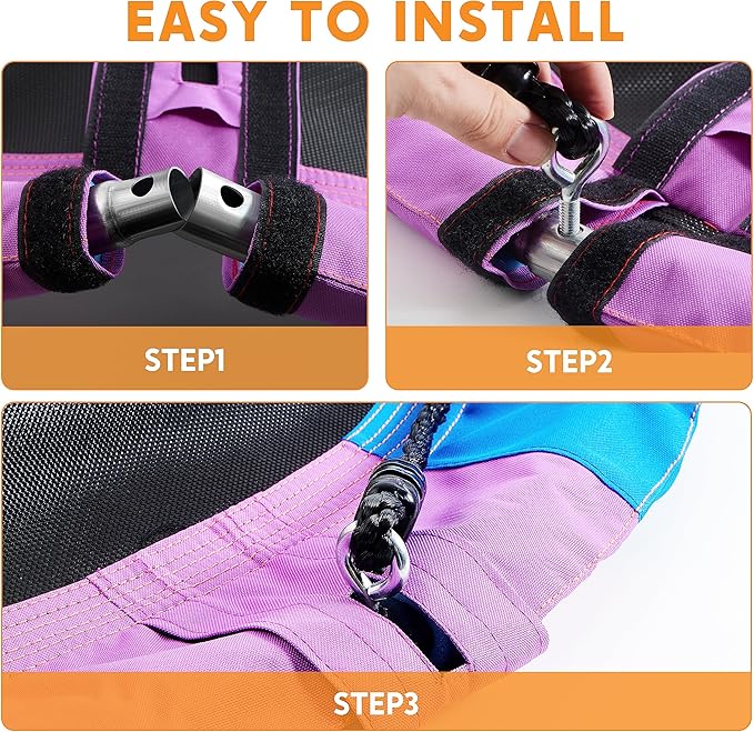 TURFEE 40" Saucer Tree Swing for Kids - 900Lb Weight Capacity, 900D Waterproof Oxford Fabric Platform Swing Seat with Adjustable Ropes for Kids Playground Outdoor Activity Backyard Fun (Rainbow)