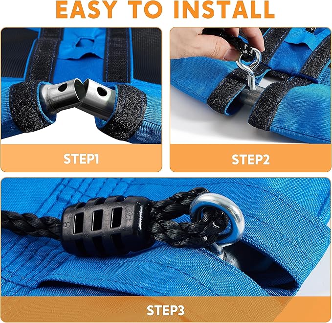 TURFEE 40" Saucer Tree Swing Set - 900Lb Weight Capacity, 900D Oxford Waterproof, with Hanging Straps Swings for Kids Playground Outdoor Activity Backyard Daily Exercise Fun(Blue)