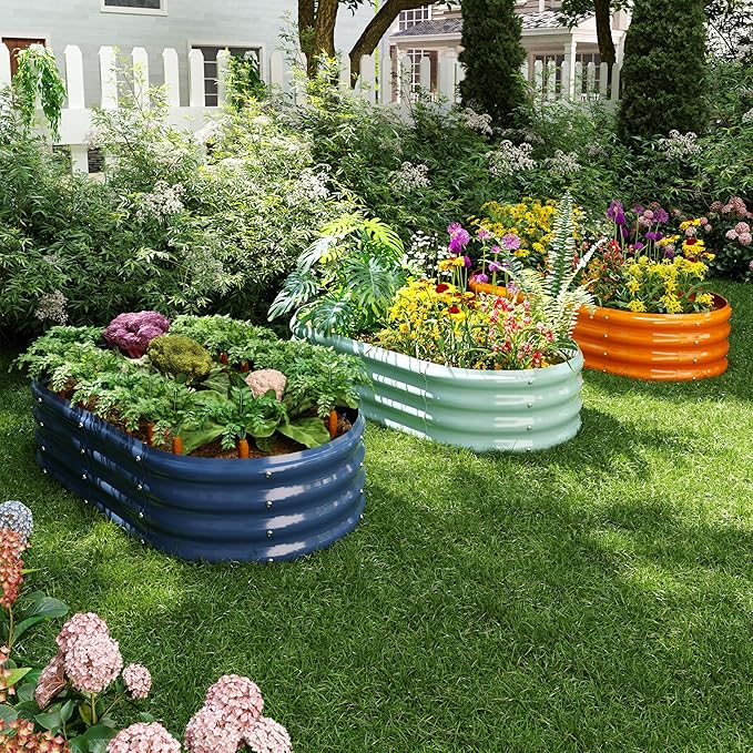 Metal Planter Garden Flower Bed Raised Beds for Gardening Galvanized 4x2x1ft Galvanized Garden Bed