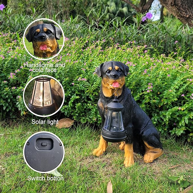 NASKY The Resin Handicraft Solar - Powered Hanging Lamp in The Shape of A Simulated Puppy of The Courtyard is Suitable for Places Such As Courtyards, Gardens and Balconies (Ronaway Dog)