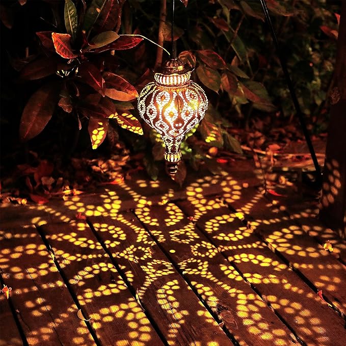 Solar Lanterns Outdoor Waterproof,Morocco Hanging Solar Lanterns Outdoor Garden Decor,Housewarming Gifts for Women,Mom,Friends.Solar Lights Outdoor for Patio,Pathway,Yard,Porch,Backyard,Garden Decor