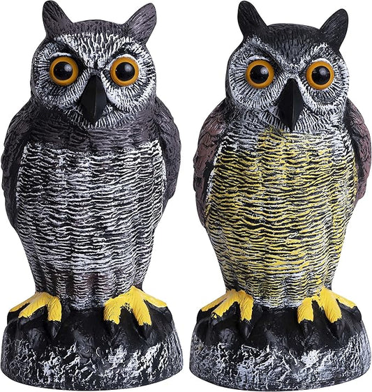 Galashield Owl Decoy to Scare Birds Away | Plastic Owls to Scare Birds Away | Owl Statue for Garden & Outdoors by Galashield [Set of 2]